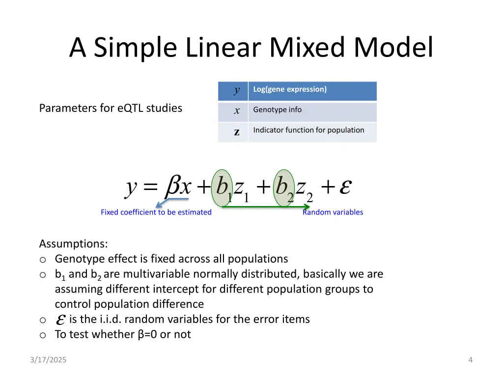 a simple linear mixed model