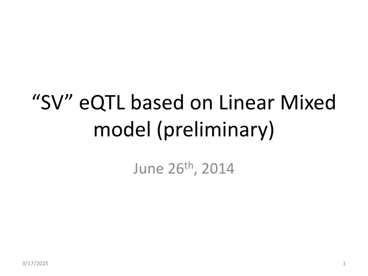 sv eqtl based on linear mixed model preliminary
