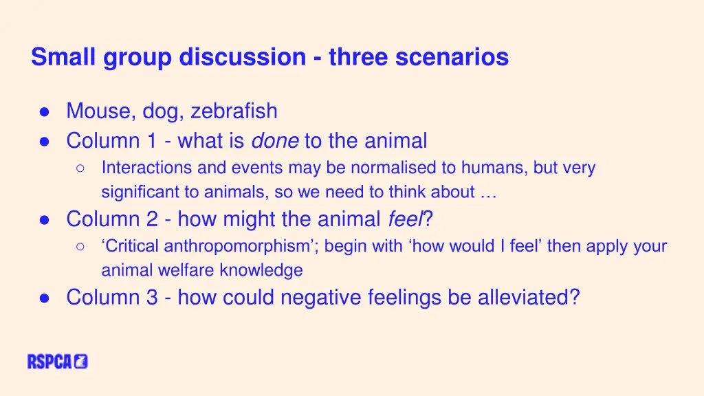 small group discussion three scenarios