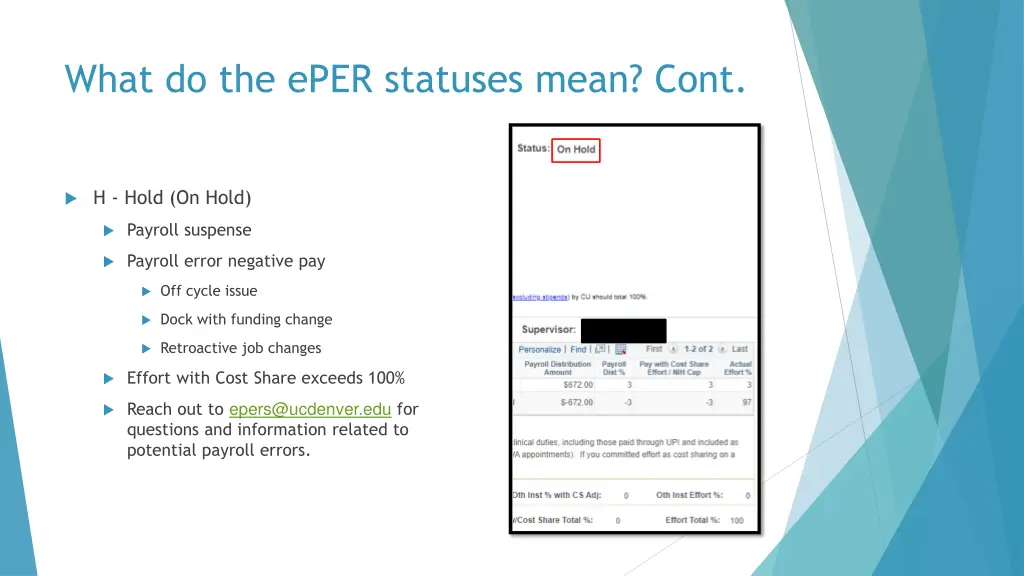 what do the eper statuses mean cont 2