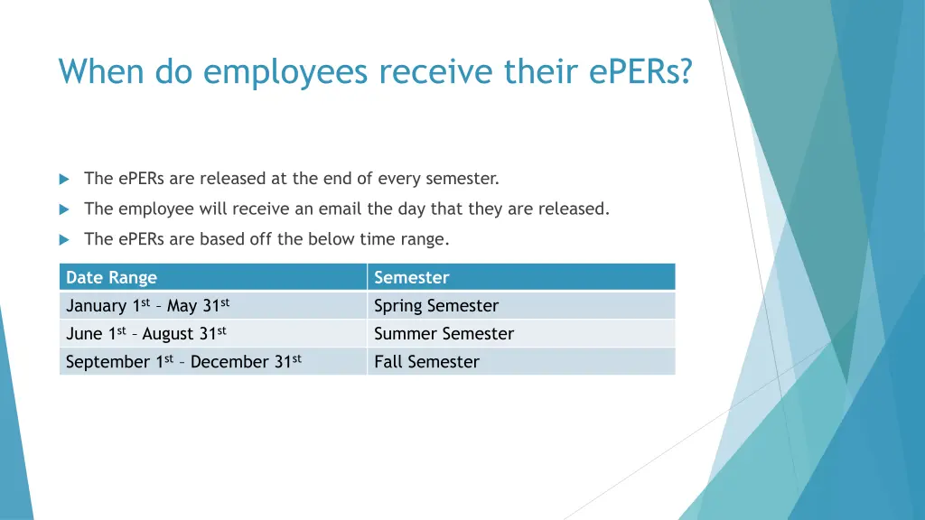 when do employees receive their epers