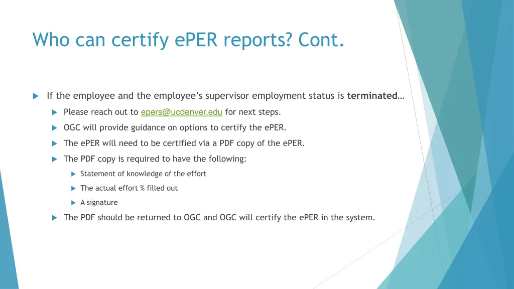 who can certify eper reports cont