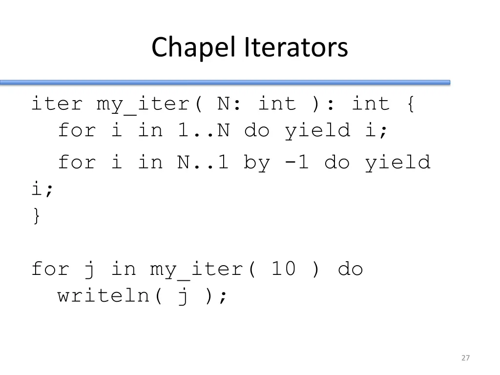 chapel iterators