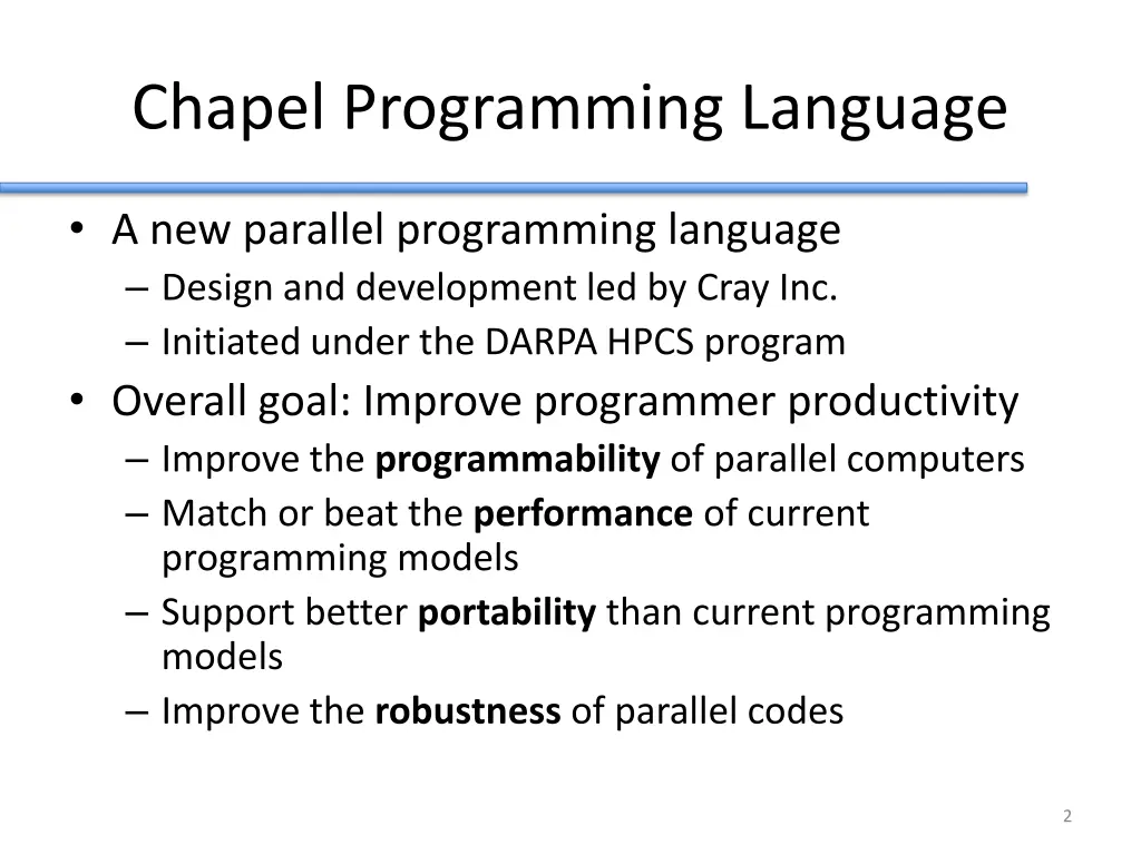 chapel programming language