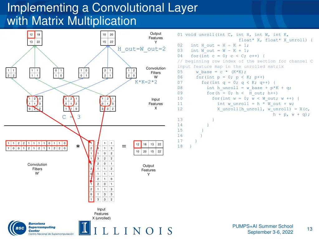implementing a convolutional layer with matrix 1