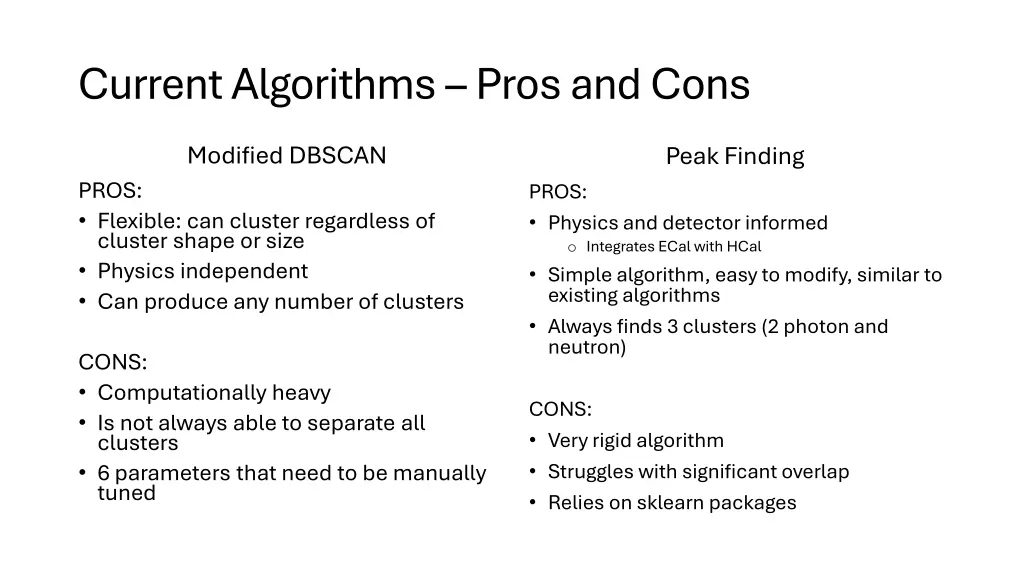 current algorithms pros and cons
