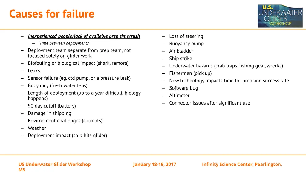 causes for failure