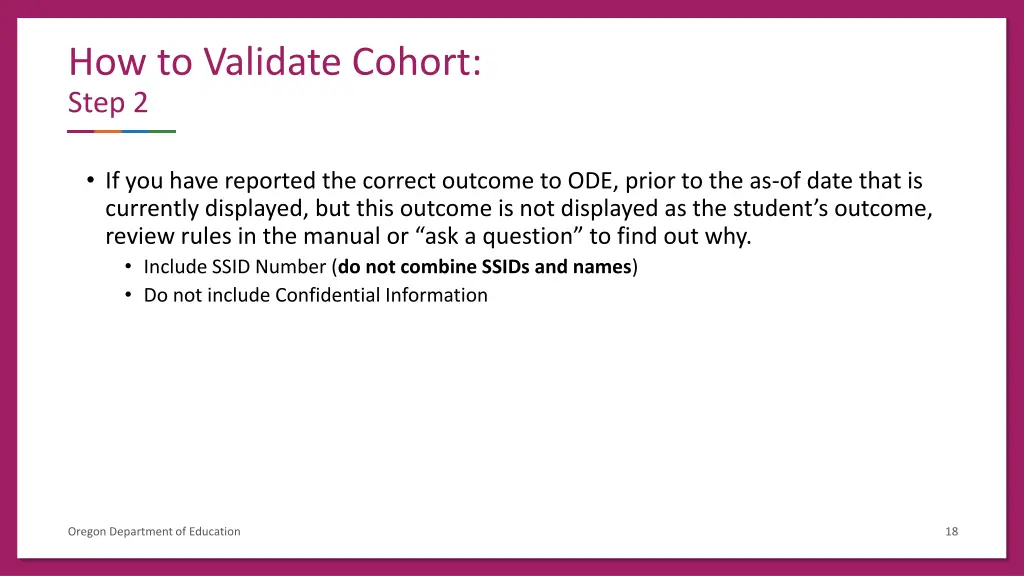 how to validate cohort step 2