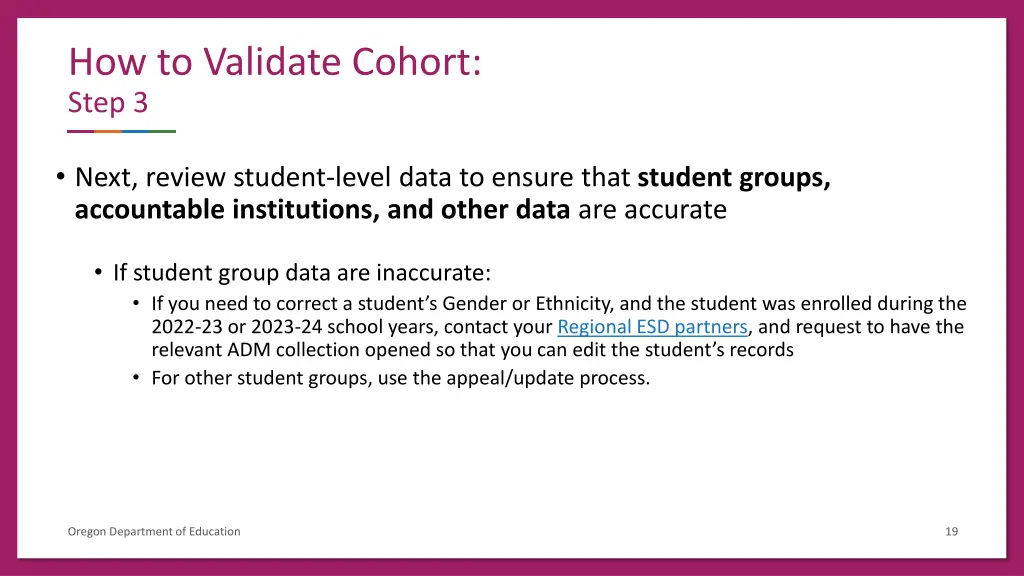 how to validate cohort step 3
