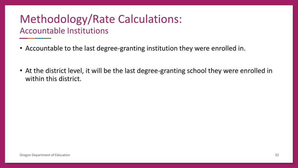 methodology rate calculations accountable