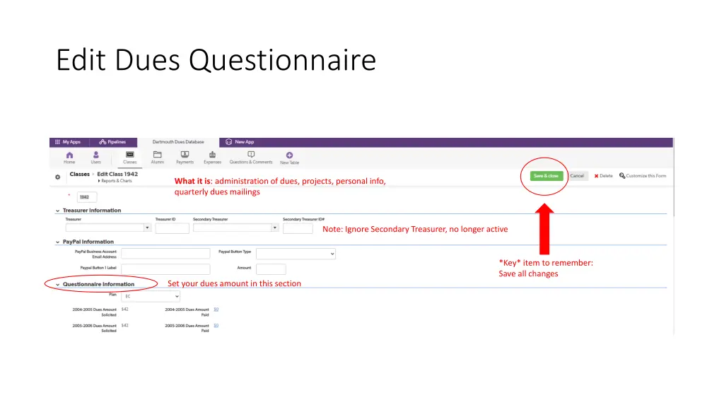 edit dues questionnaire