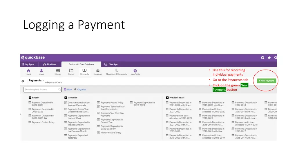 logging a payment