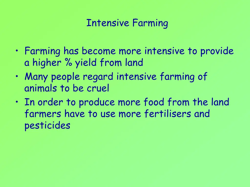 intensive farming