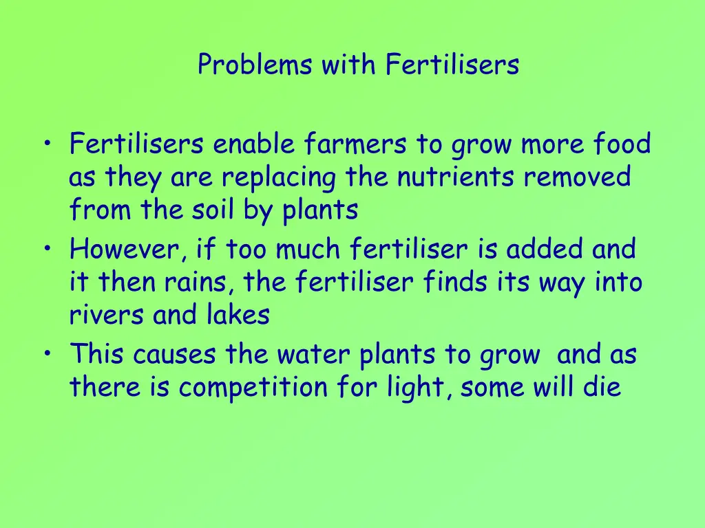problems with fertilisers
