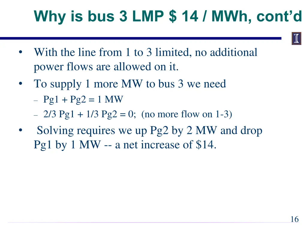 why is bus 3 lmp 14 mwh cont d