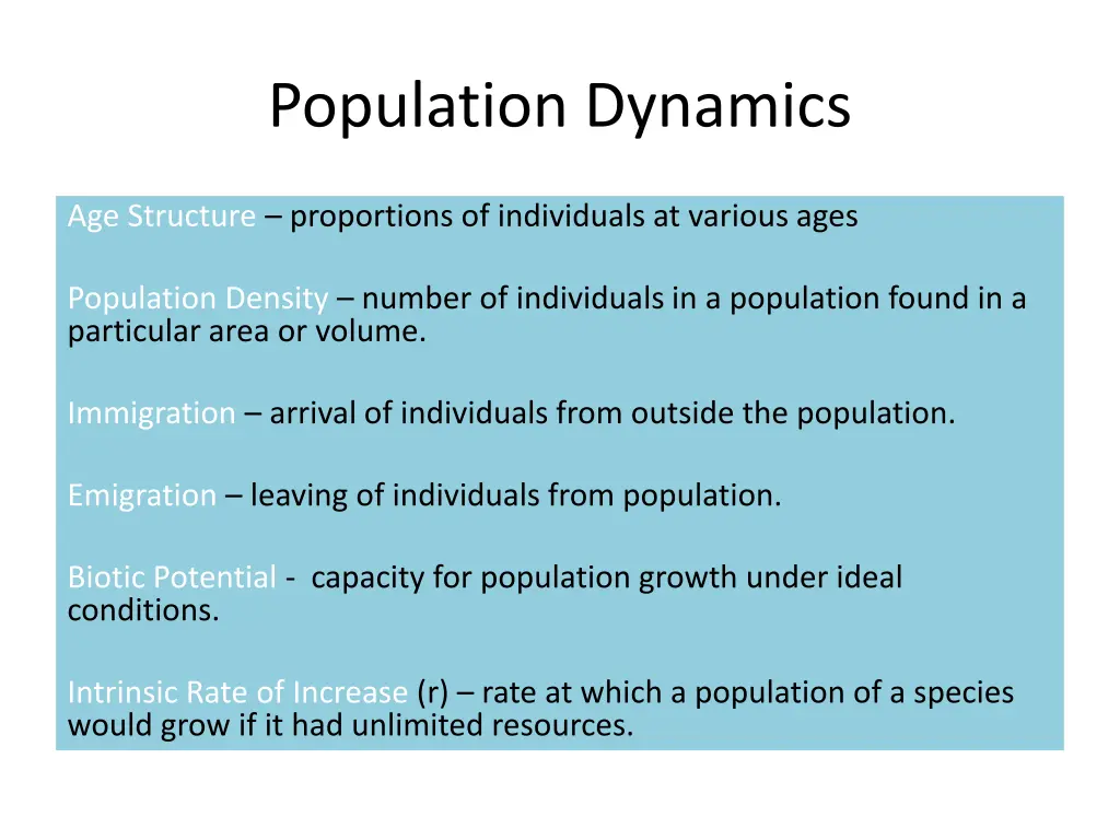 population dynamics 1