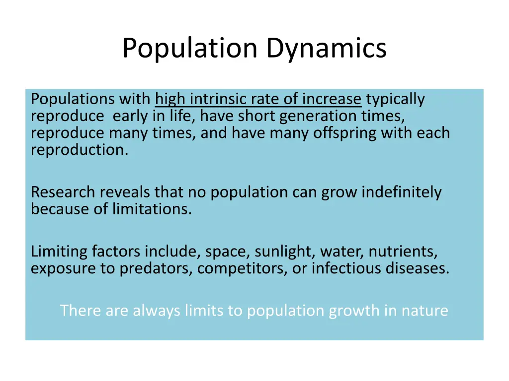 population dynamics 2