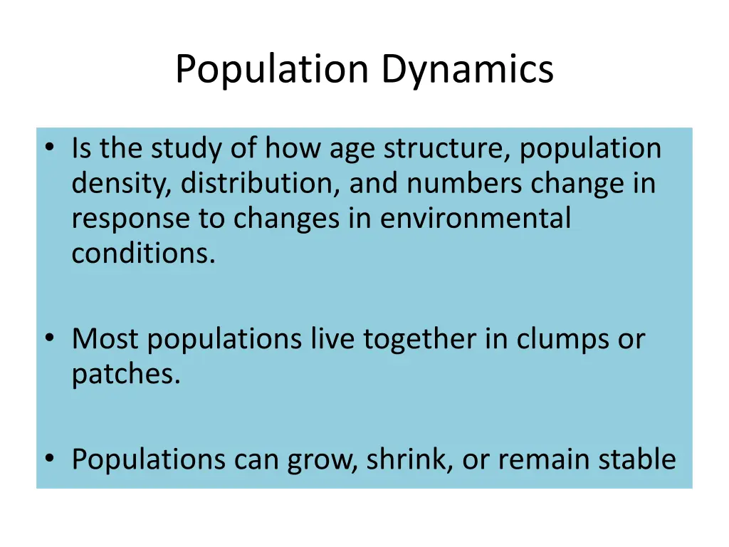 population dynamics