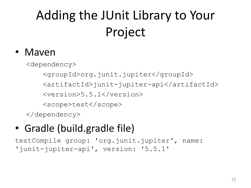 adding the junit library to your project