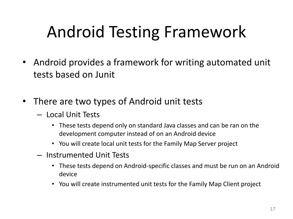 android testing framework