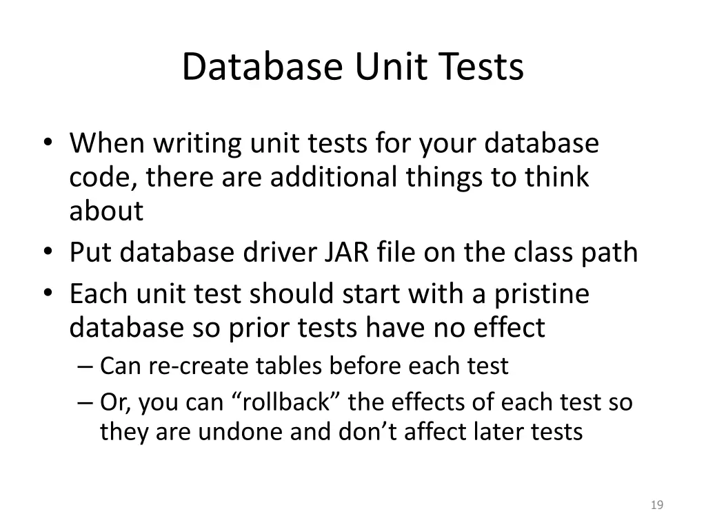 database unit tests
