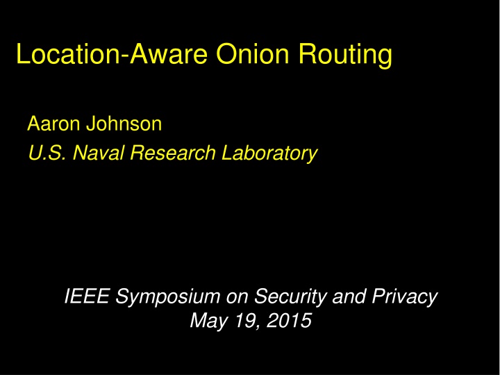 location aware onion routing