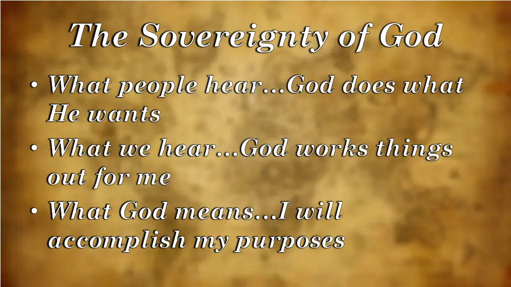 the sovereignty of god