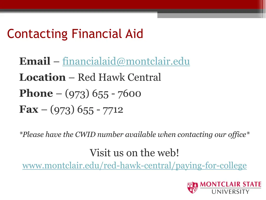 contacting financial aid