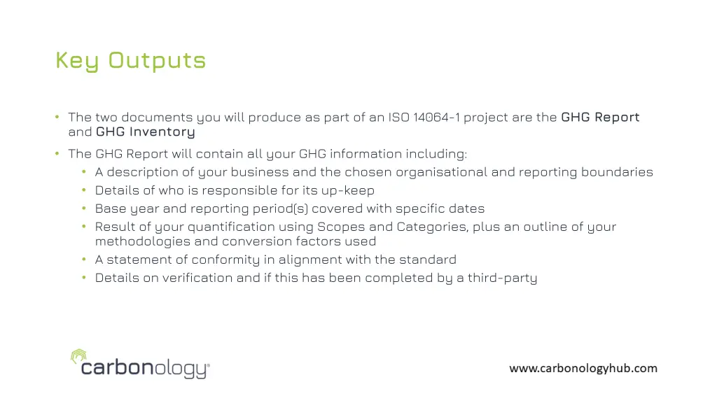 key outputs