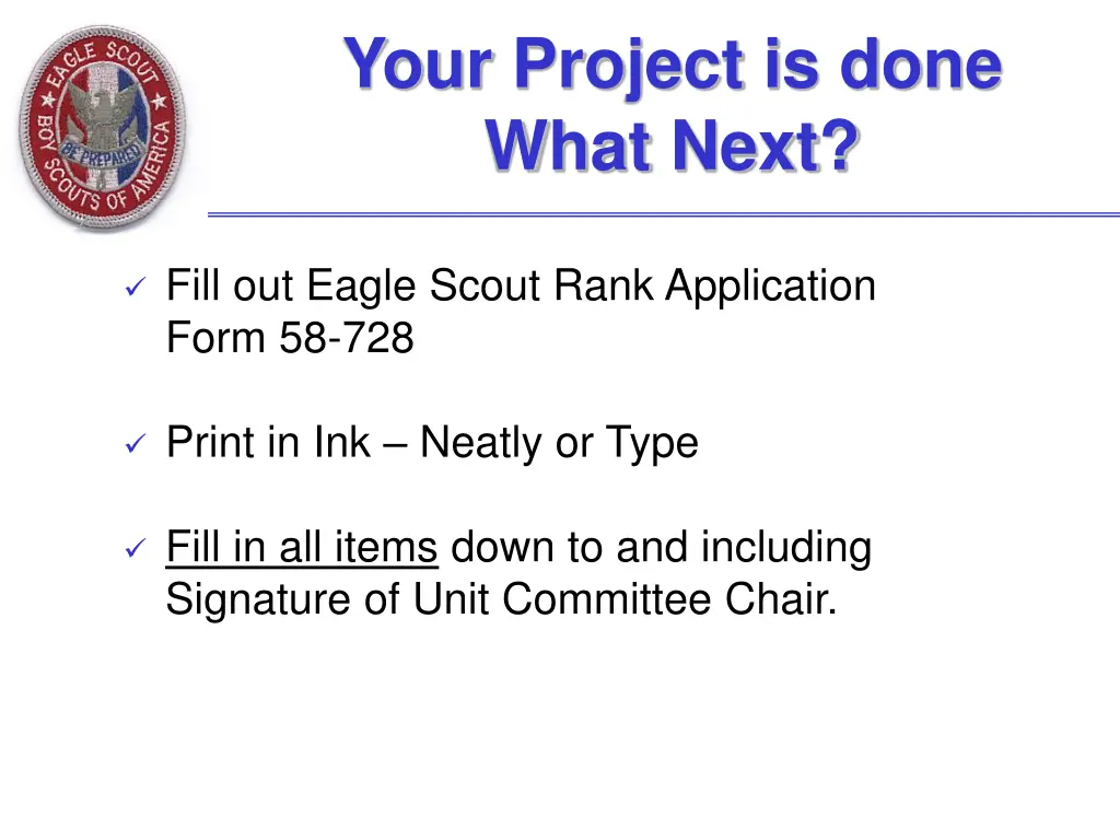 your project is done what next