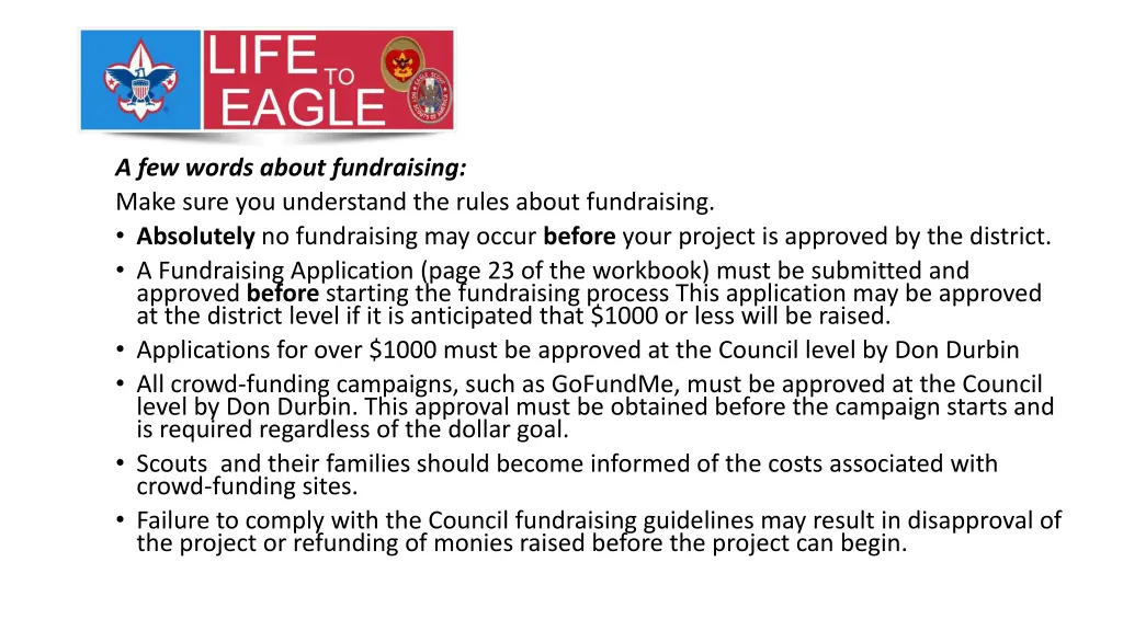 a few words about fundraising make sure