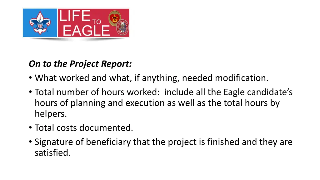 on to the project report what worked and what