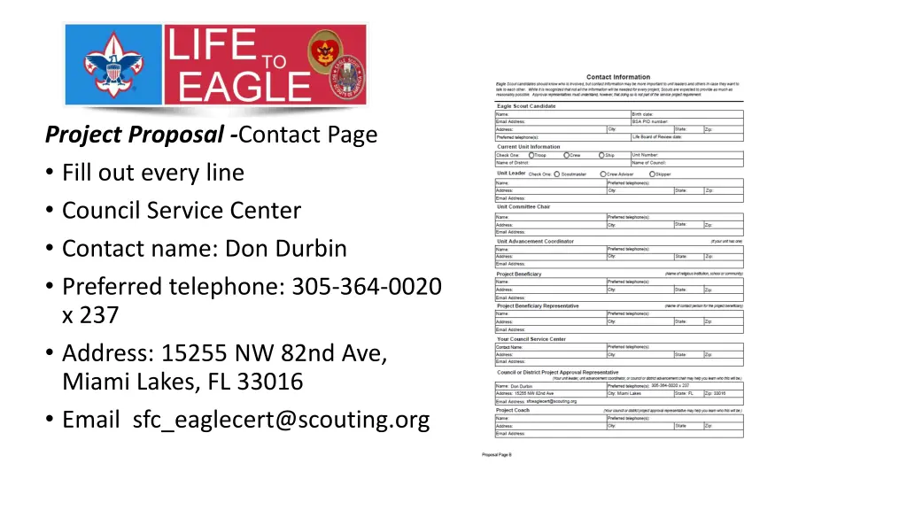 project proposal contact page fill out every line