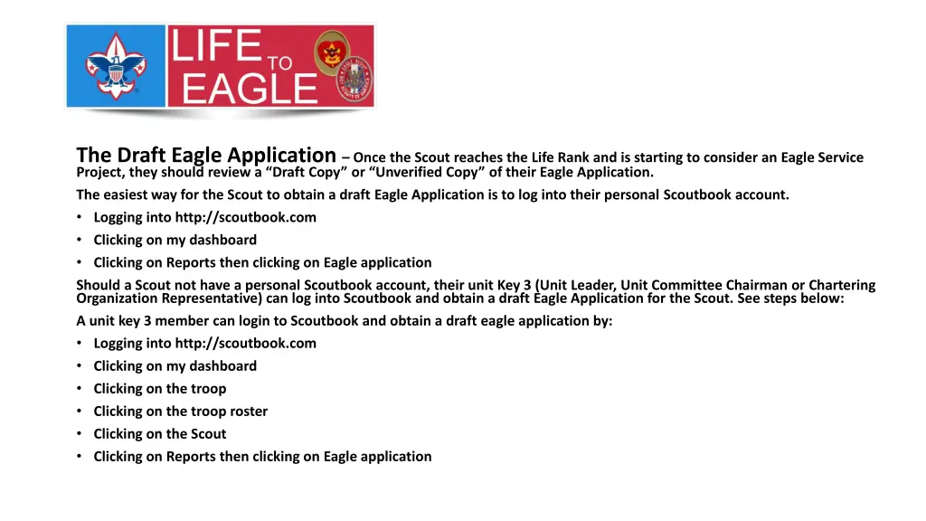 the draft eagle application once the scout