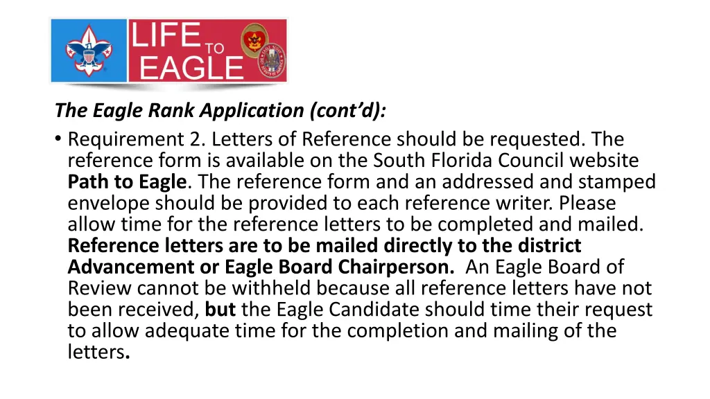 the eagle rank application cont d requirement