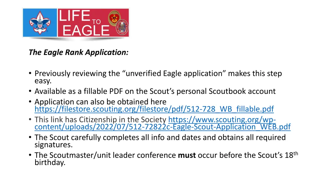 the eagle rank application