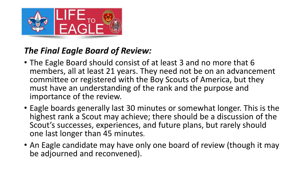 the final eagle board of review the eagle board