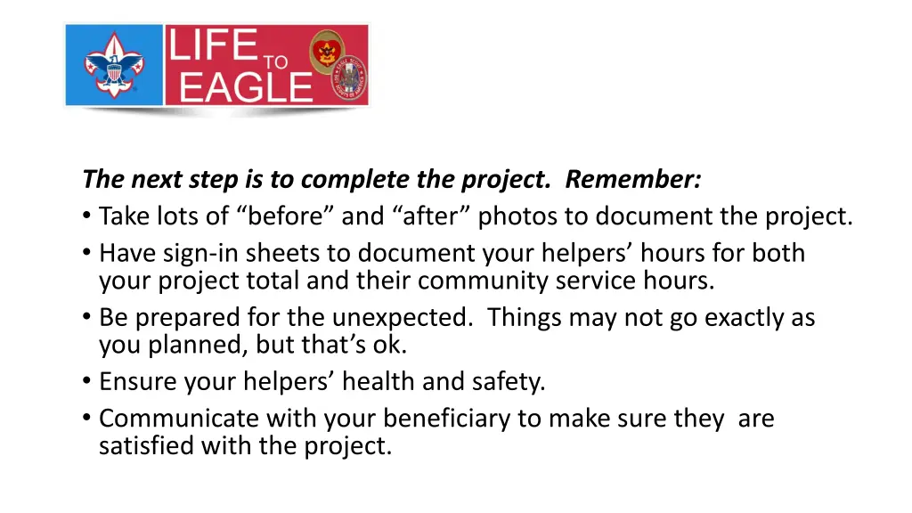the next step is to complete the project remember