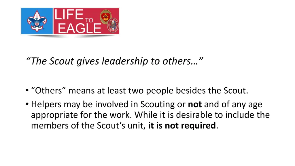 the scout gives leadership to others