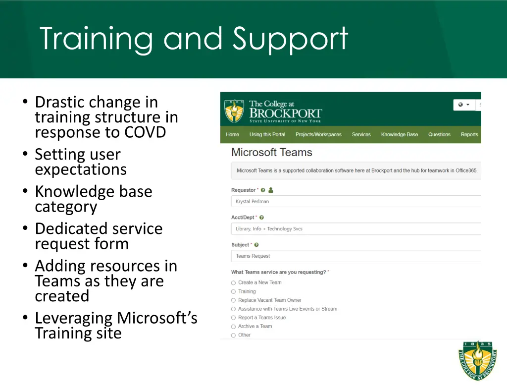 training and support