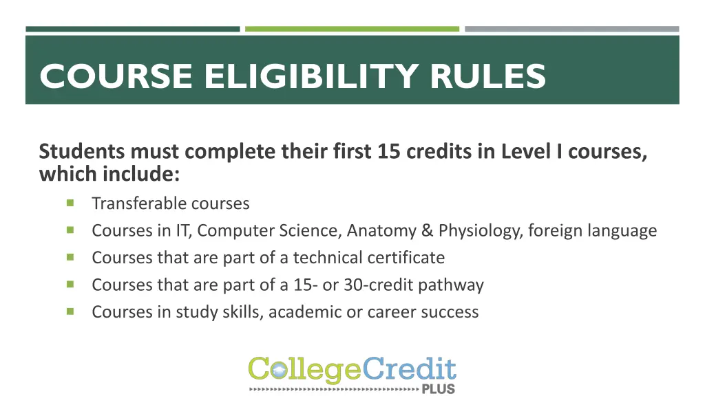 course eligibility rules