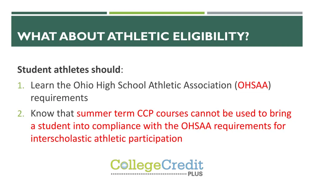 what about athletic eligibility
