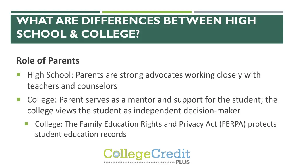 what are differences between high school college 4