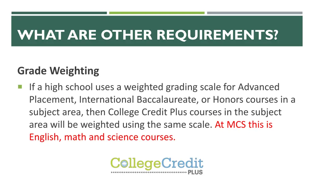 what are other requirements 1