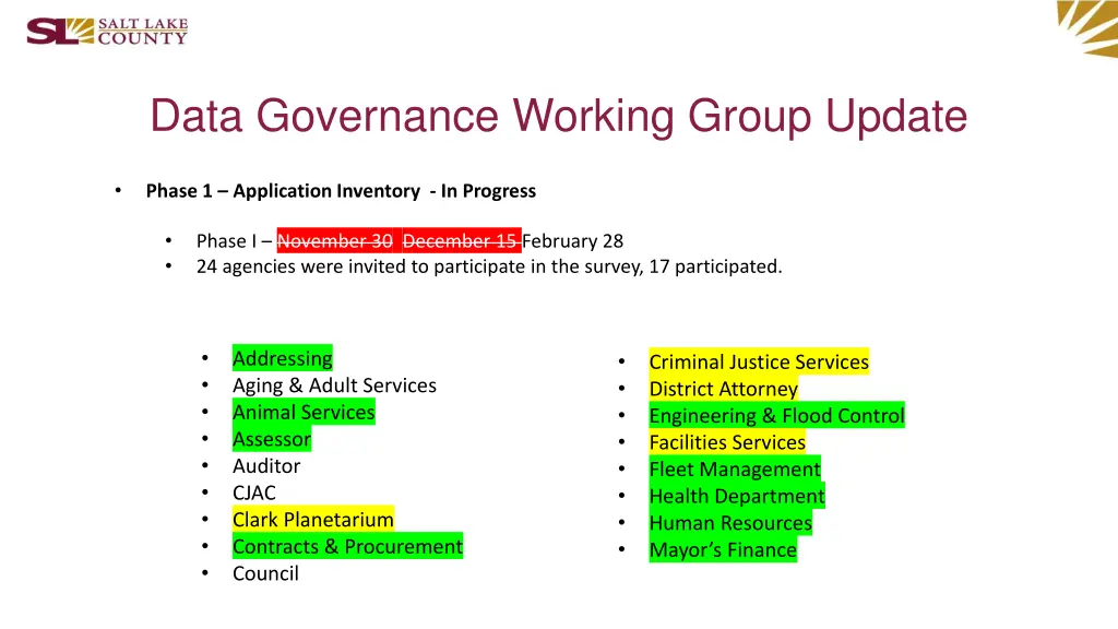 data governance working group update 1