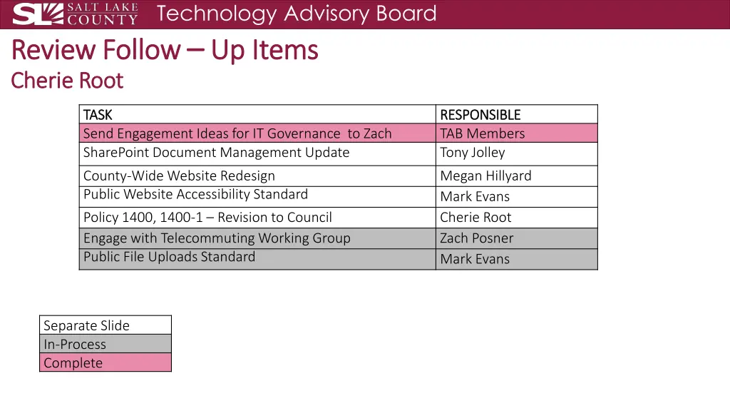 technology advisory board up items
