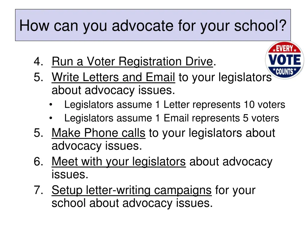 how can you advocate for your school 2