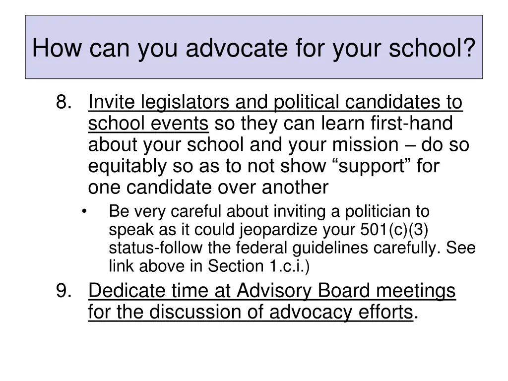 how can you advocate for your school 3
