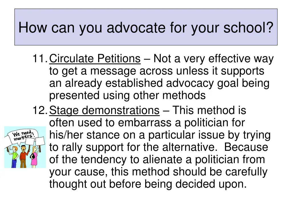 how can you advocate for your school 5