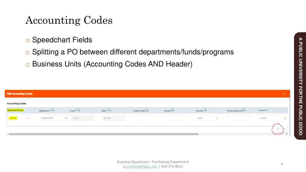 accounting codes